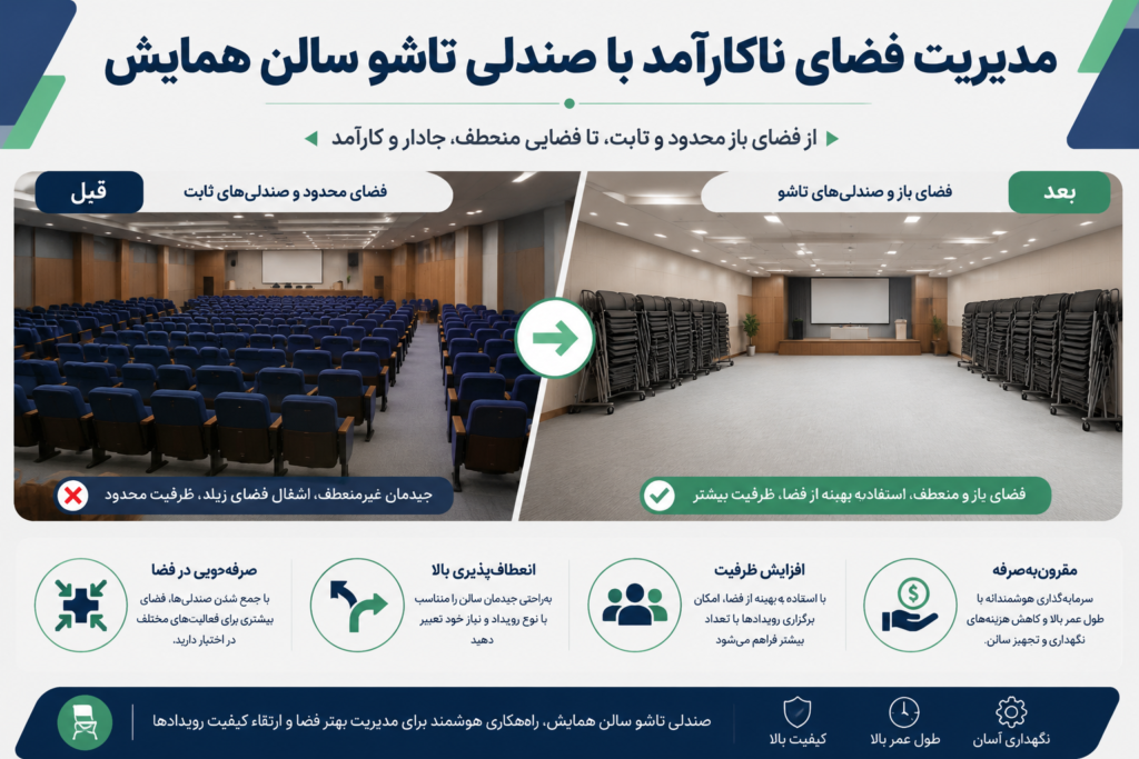 صندلی تاشو سالن همایش کوچک